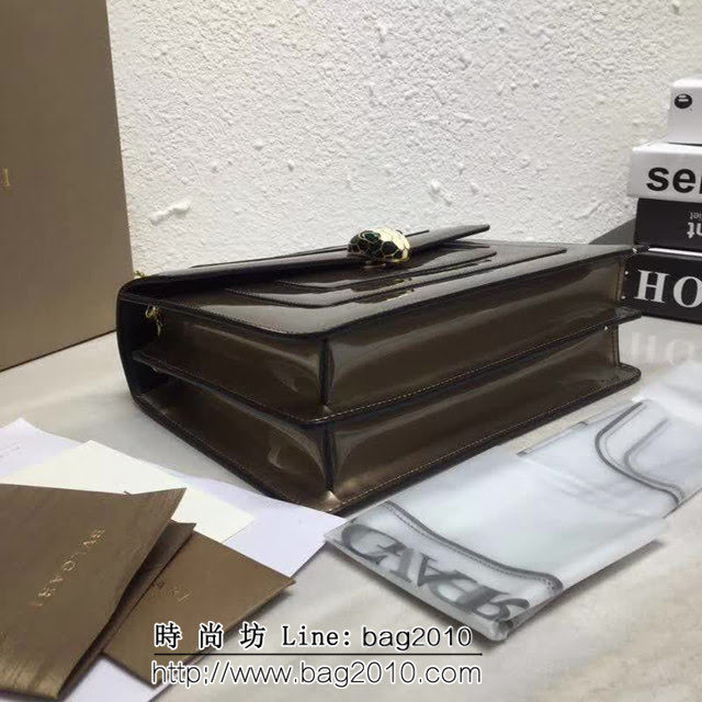 BVLGARI寶格麗 專櫃新品 升級版牛漆皮 雙層蛇頭包 鏈條單肩斜挎包 B35106 FYD1387